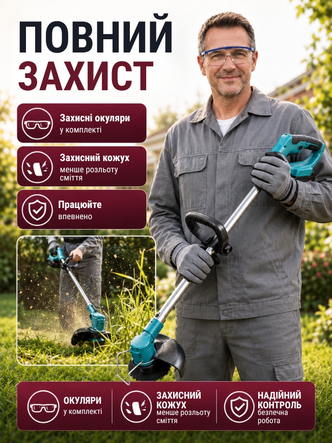 Акумуляторний садовий тример для догляду за травою фото